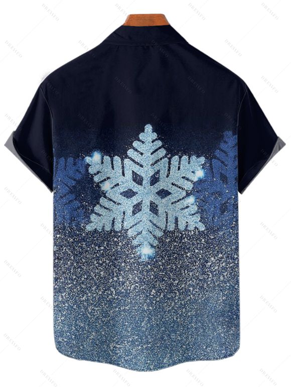 Christmas Couple Outfit Shinny Snowflake Print Faux Fur Dress and Shirt Set - Bleu profond S | US 4