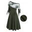 Robe à carreaux en maille torsadée, col cintrée, manches longues et lacets - Vert profond L | US 8-10