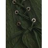 Robe à carreaux en maille torsadée, col cintrée, manches longues et lacets - Vert profond XXL | US 14