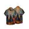 Chemise d'Halloween pour homme, chemise boutonnée à imprimé forêt de sorciers - Brun Légère M
