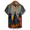 Chemise d'Halloween pour homme, chemise boutonnée à imprimé forêt de sorciers - Brun Légère 2XL