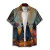 Chemise d'Halloween pour homme, chemise boutonnée à imprimé forêt de sorciers - Brun Légère 5XL