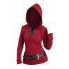 Haut à capuche colorblock Haut à capuche texturé en tricot avec ceinture à œillets - Rouge Vineux XXL | US 14