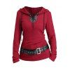 Haut à capuche colorblock Haut à capuche texturé en tricot avec ceinture à œillets - Rouge Vineux XXL | US 14