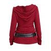 Haut à capuche colorblock Haut à capuche texturé en tricot avec ceinture à œillets - Rouge Vineux XXL | US 14