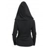 Haut à capuche de couleur unie à lacets et œillets froncés - Noir XXL | US 14