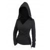 Haut à capuche de couleur unie à lacets et œillets froncés - Noir XXL | US 14