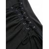 Haut à capuche de couleur unie à lacets et œillets froncés - Noir XXL | US 14