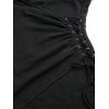 Haut à capuche de couleur unie à lacets et œillets froncés - Noir XXL | US 14