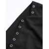 Haut à capuche de couleur unie à lacets et œillets froncés - Noir XXL | US 14