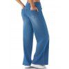 Jean large délavé clair avec poches élastiques et taille haute - Bleu clair S | US 4