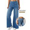 Jean large délavé clair avec poches élastiques et taille haute - Bleu clair S | US 4