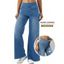 Jean large délavé clair avec poches élastiques et taille haute - Bleu clair S | US 4