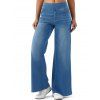 Jean large délavé clair avec poches élastiques et taille haute - Bleu clair S | US 4