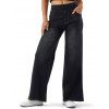 Jean large délavé clair avec poches élastiques et taille haute - Noir S | US 4