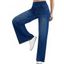 Jean large délavé clair avec poches élastiques et taille haute - Bleu clair S | US 4