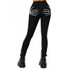 Leggings gothiques taille haute élastiques à imprimé main squelette - Noir XXL | US 14