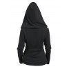 Gothic Outfit Solid Color Lace Up Hoodie Top and Grommet Leggings Set - Noir S | US 4