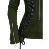Gothic Women Outfit Lace Up Zip Square Neck Top and Grommet Leggings Set - Vert Armée S | US 4