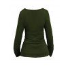 Gothic Women Outfit Lace Up Zip Square Neck Top and Grommet Leggings Set - Vert Armée S | US 4