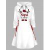 Christmas Outfit Elk Pattern Lace Up Hooded Dress and Plaid Snowflake Earrings Boots Set - Blanc S | US 4
