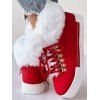 Christmas Outfit Elk Pattern Lace Up Hooded Dress and Plaid Snowflake Earrings Boots Set - Blanc S | US 4