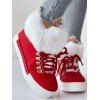 Christmas Outfit Elk Pattern Lace Up Hooded Dress and Plaid Snowflake Earrings Boots Set - Blanc S | US 4