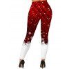 Leggings de Noël à carreaux colorblock, imprimé flocons de neige, taille élastique - Rouge foncé XXL | US 14