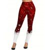 Leggings de Noël à carreaux colorblock, imprimé flocons de neige, taille élastique - Rouge foncé XXL | US 14