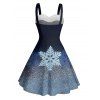 Robe de Noël Mini-robe en fausse fourrure à imprimé flocon de neige brillant - Bleu profond XXXXXL | US 20