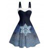 Robe de Noël Mini-robe en fausse fourrure à imprimé flocon de neige brillant - Bleu profond XXXXXL | US 20