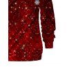 Sweat-shirt de Noël à carreaux colorblock, imprimé flocon de neige, sangle à boucle, col incliné - Rouge foncé XXXXXL | US 20