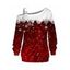 Sweat-shirt de Noël à carreaux colorblock, imprimé flocon de neige, sangle à boucle, col incliné - Rouge foncé XXXXXL | US 20