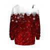 Sweat-shirt de Noël à carreaux colorblock, imprimé flocon de neige, sangle à boucle, col incliné - Rouge foncé XXXXXL | US 20