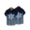 Chemise de Noël pour homme, boutonnée, imprimé flocon de neige brillant - Bleu profond 5XL