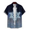 Chemise de Noël pour homme, boutonnée, imprimé flocon de neige brillant - Bleu profond 5XL