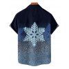 Chemise de Noël pour homme, boutonnée, imprimé flocon de neige brillant - Bleu profond 5XL