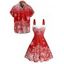Christmas Couple Outfit Snowflake Print Faux Fur Mini Dress and Shirt Set - Rouge S | US 4