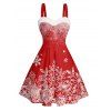 Christmas Couple Outfit Snowflake Print Faux Fur Mini Dress and Shirt Set - Rouge S | US 4