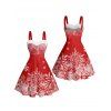 Christmas Couple Outfit Snowflake Print Faux Fur Mini Dress and Shirt Set - Rouge S | US 4
