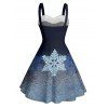 Christmas Couple Outfit Shinny Snowflake Print Faux Fur Dress and Shirt Set - Bleu profond S | US 4