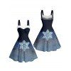 Christmas Couple Outfit Shinny Snowflake Print Faux Fur Dress and Shirt Set - Bleu profond S | US 4