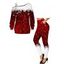 Christmas Outfit Plaid Snowflake Print Buckle Sweatshirt and Leggings Set - Rouge foncé S | US 4