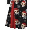 Robe de Noël à imprimé tête de mort et chapeau, col montant et manches longues, imprimé flocon de neige - Noir XXL | US 14