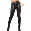 Leggings gothiques de couleur unie avec fermeture éclair et anneau en O et sangle à boucle - Noir XXL | US 14
