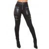 Leggings gothiques de couleur unie avec fermeture éclair et anneau en O et sangle à boucle - Noir XXL | US 14