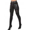 Leggings gothiques de couleur unie avec fermeture éclair et anneau en O et sangle à boucle - Noir XXL | US 14