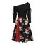 Robe de Noël à imprimé tête de mort et chapeau, col montant et manches longues, imprimé flocon de neige - Noir L | US 8-10