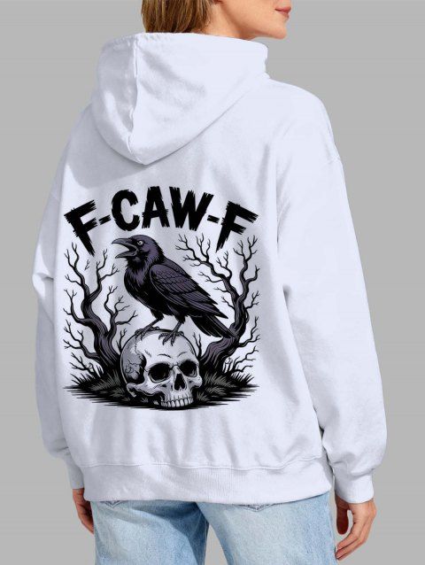 Sweat à capuche gothique à manches longues et imprimé tête de mort F-CAW-F