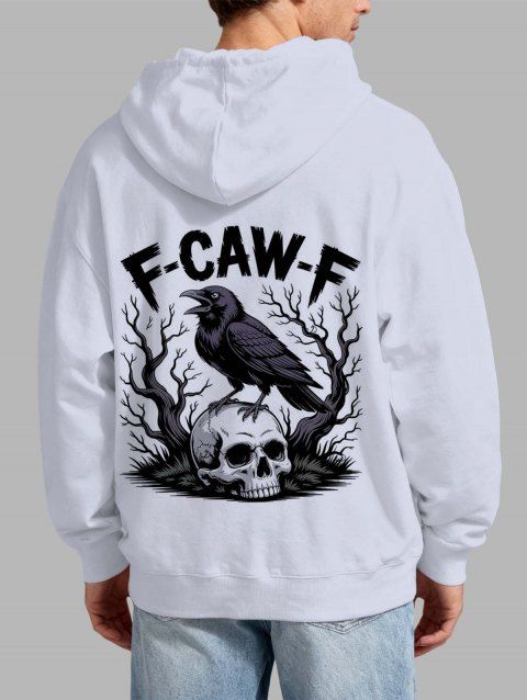 Sweat à capuche gothique à manches longues pour homme, imprimé tête de mort F-CAW-F Raven